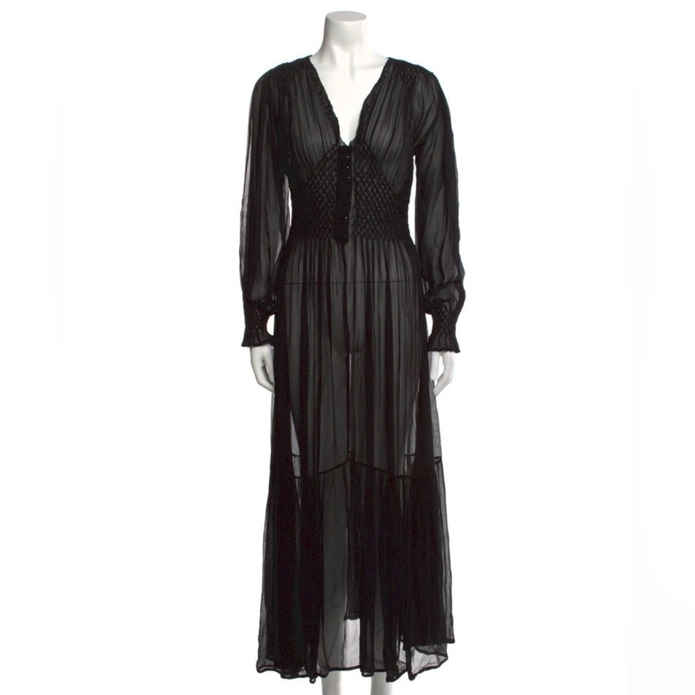 LoveShackFancy Black Long Sleeve Maxi Dress